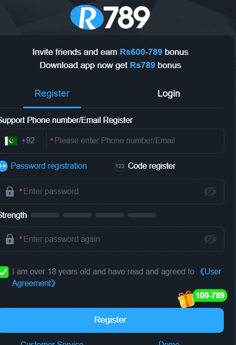 R789 game download log in or register steps