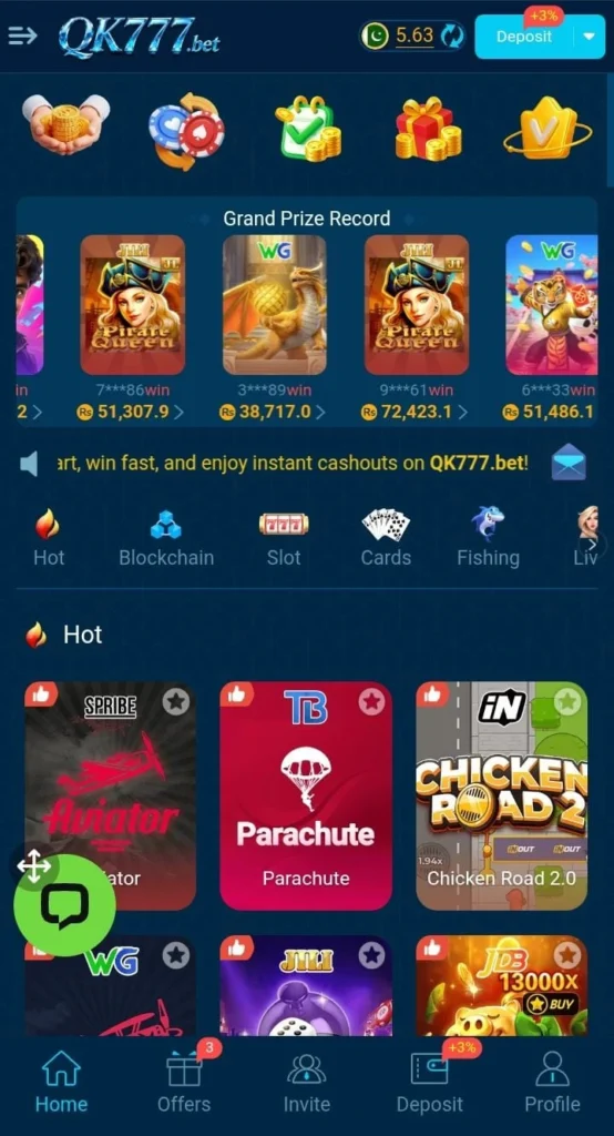 Download QK777 new earning game in Pakistan