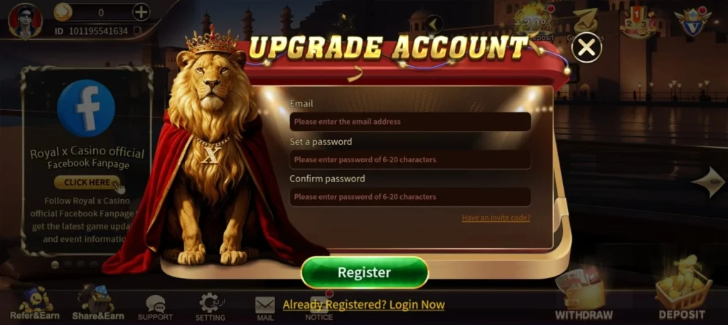 royal x casino free registration