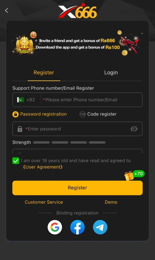 Free Registration of X666 Game in Pakistan
