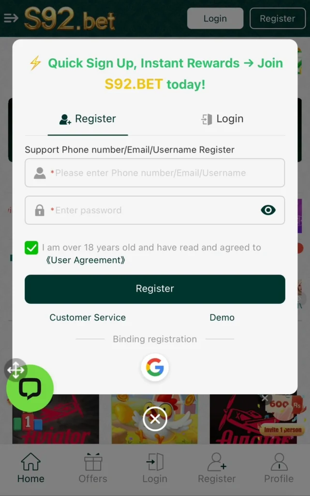 Free Registration of S92 Game 2025 New Earning Game in Pakistan
