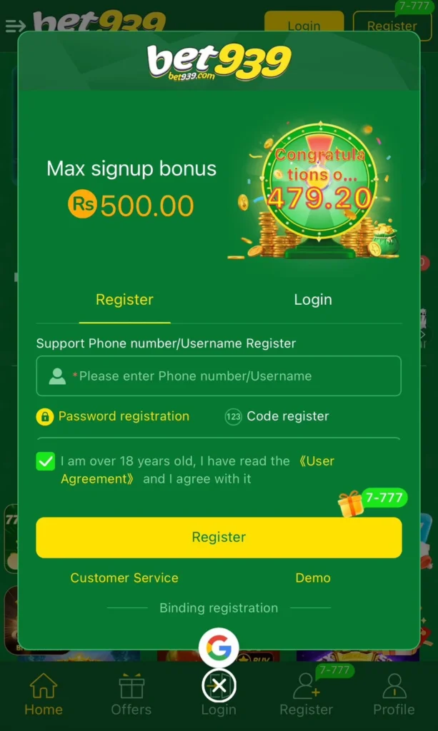 Free Registration of Bet939 Game . Download and Earn Real Cash in Pakistan.