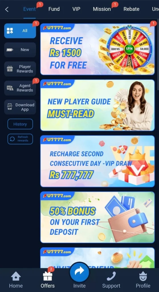 Enjoy Free Bonuses by Playing U7777 Game in Pakistan