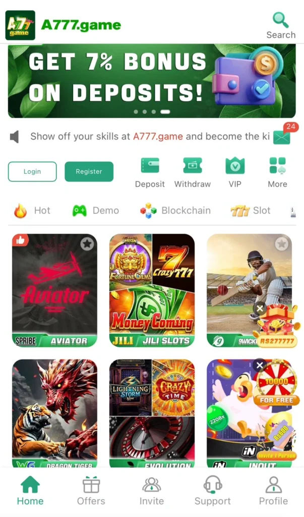Download A777 Game to Earn Real Cash in Pakistan