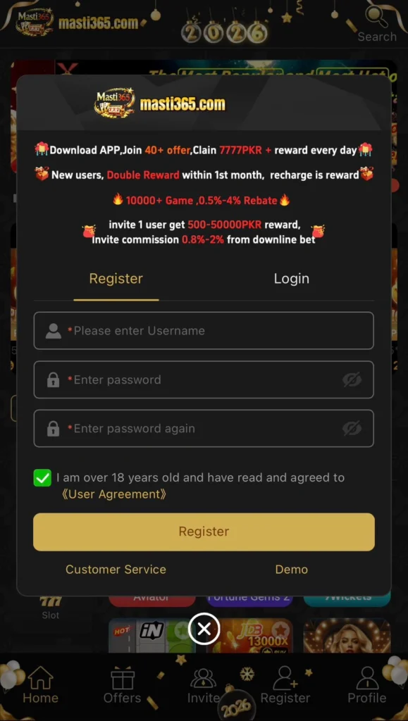 Free Registration of Masti365 Game New real Earning Game.