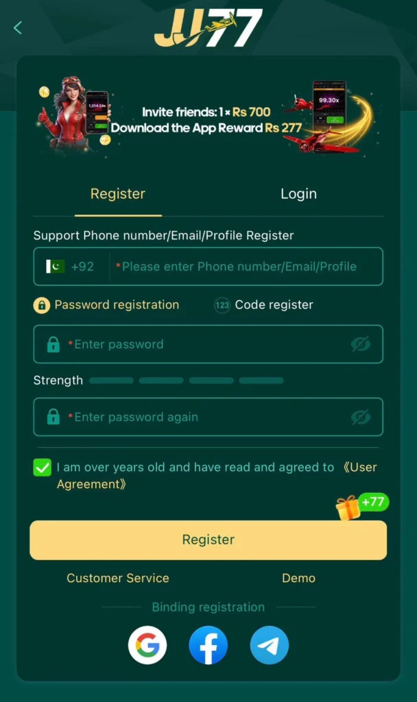 JJ77 Free Registration . Download and Play Games for Real money